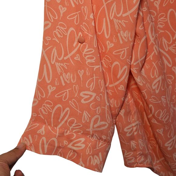 Torrid Women's Harper Blouse size 1X Peachy Pink Hearts Coquette Feminine Flowy - Picture 6 of 13